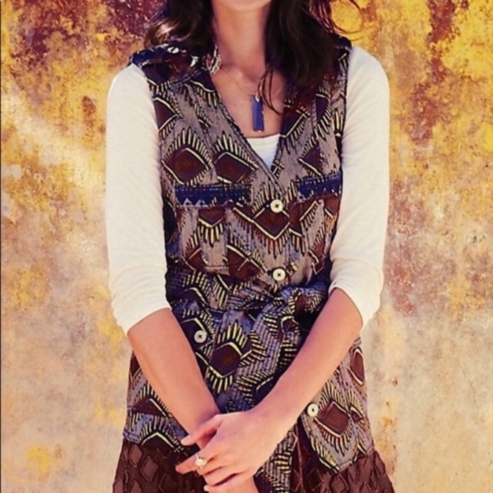 Anthropologie Elevenses geometric pattern vest